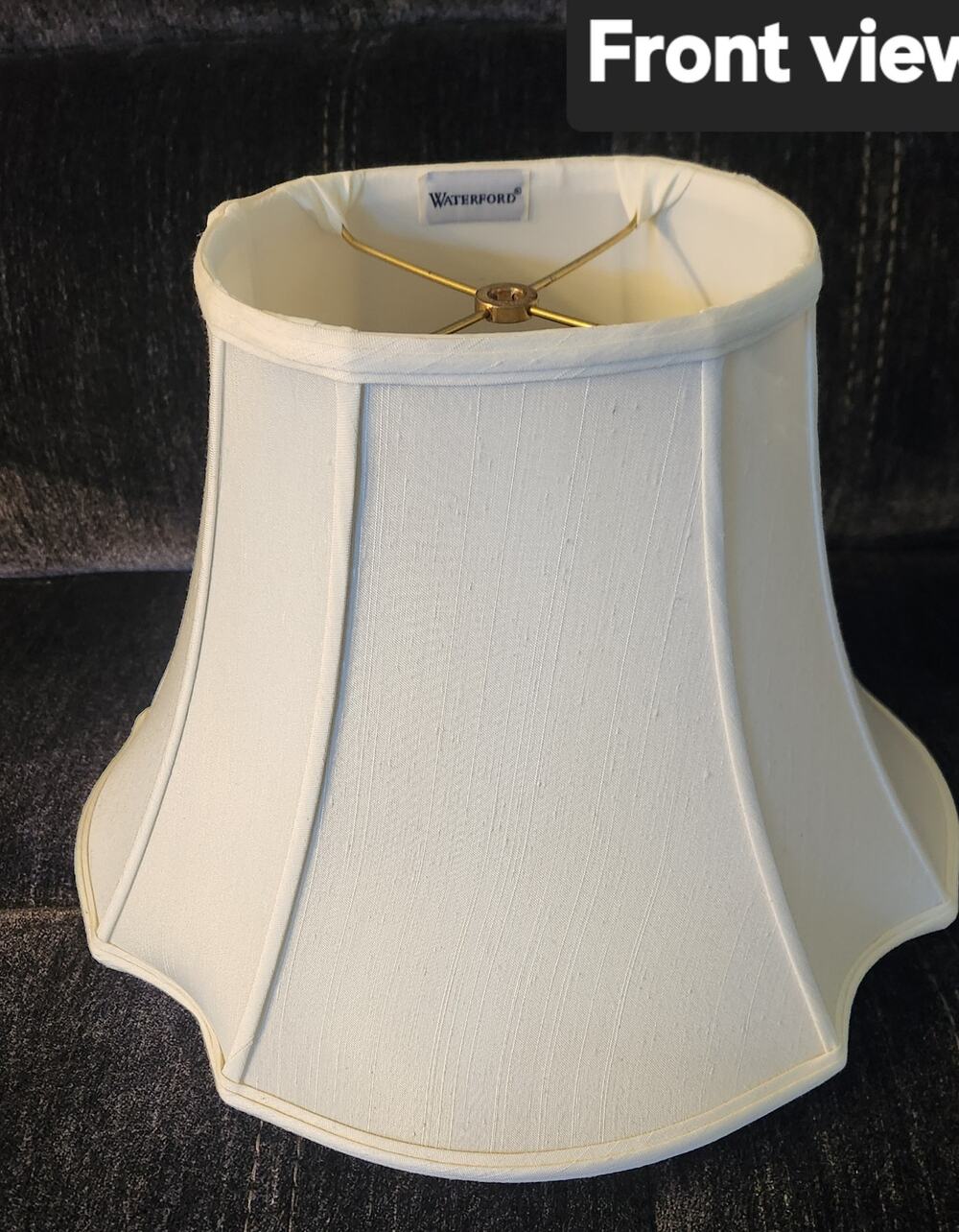 Waterford Ivory Silk Bell Scalloped Lamp Shade 17" Vintage Replacement AS IS